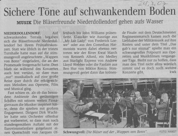 Presseartikel Frühjahrskonzert auf der Wappen von Bonn