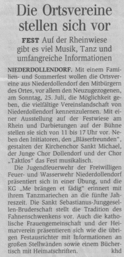 Presseartikel Benefizkonzert in Bad Honnef zugunsten des Klosters Maria Laach